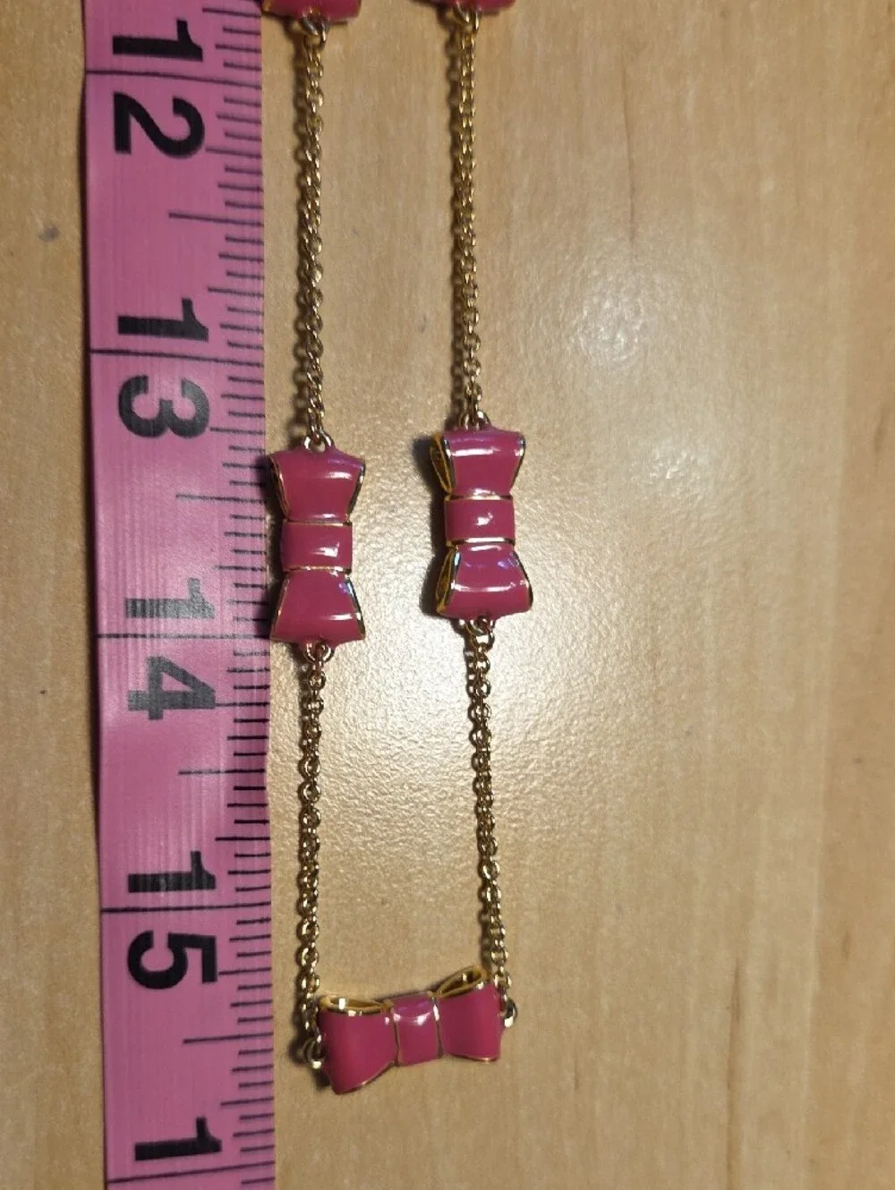 Kate Spade Set Pink Enamel Bow Necklace & Bangle Set